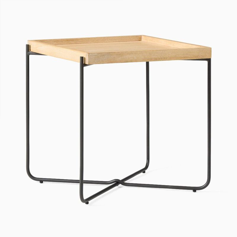 West Elm Willow Square Side Table Mango Wood/Metal image number 1
